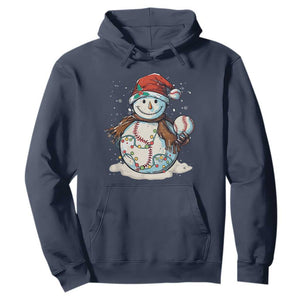 Funny Christmas Baseball Hoodie Cute Snowman Baseball Players Santa Hat TS11 Navy Print Your Wear