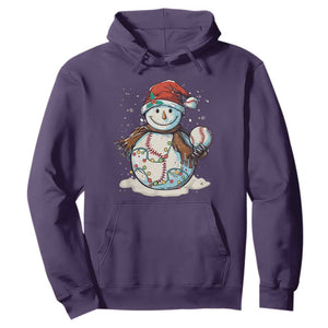 Funny Christmas Baseball Hoodie Cute Snowman Baseball Players Santa Hat TS11 Purple Print Your Wear