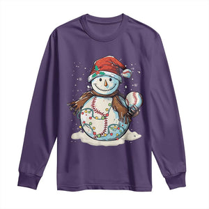 Funny Christmas Baseball Long Sleeve Shirt Cute Snowman Baseball Players Santa Hat TS11 Purple Print Your Wear