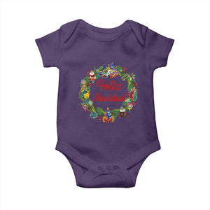 Christmas In Mexico Baby Onesie Feliz Navidad Xmas Wreath TS11 Purple Print Your Wear