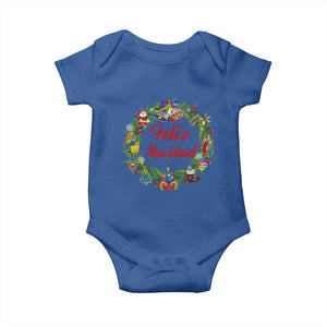 Christmas In Mexico Baby Onesie Feliz Navidad Xmas Wreath TS11 Royal Blue Print Your Wear