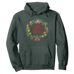 Christmas In Mexico Hoodie Feliz Navidad Xmas Wreath TS11 Dark Forest Green Print Your Wear