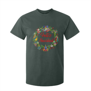 Christmas In Mexico T Shirt For Kid Feliz Navidad Xmas Wreath TS11 Dark Forest Green Print Your Wear