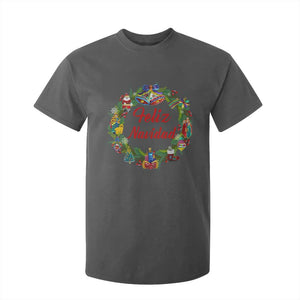 Christmas In Mexico T Shirt For Kid Feliz Navidad Xmas Wreath TS11 Dark Heather Print Your Wear