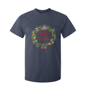 Christmas In Mexico T Shirt For Kid Feliz Navidad Xmas Wreath TS11 Navy Print Your Wear