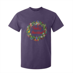 Christmas In Mexico T Shirt For Kid Feliz Navidad Xmas Wreath TS11 Purple Print Your Wear