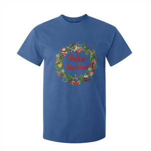 Christmas In Mexico T Shirt For Kid Feliz Navidad Xmas Wreath TS11 Royal Blue Print Your Wear