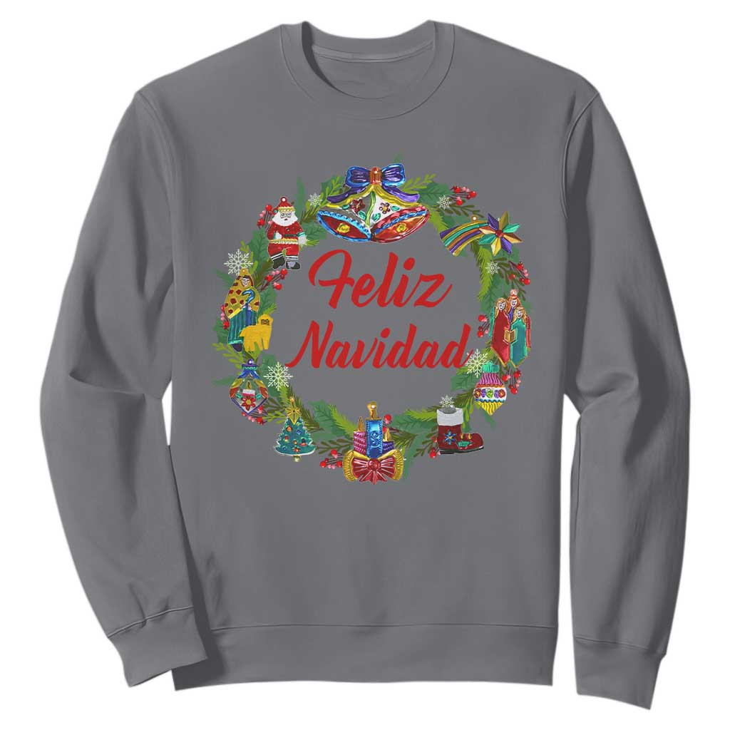 Christmas In Mexico Sweatshirt Feliz Navidad Xmas Wreath TS11 Charcoal Print Your Wear