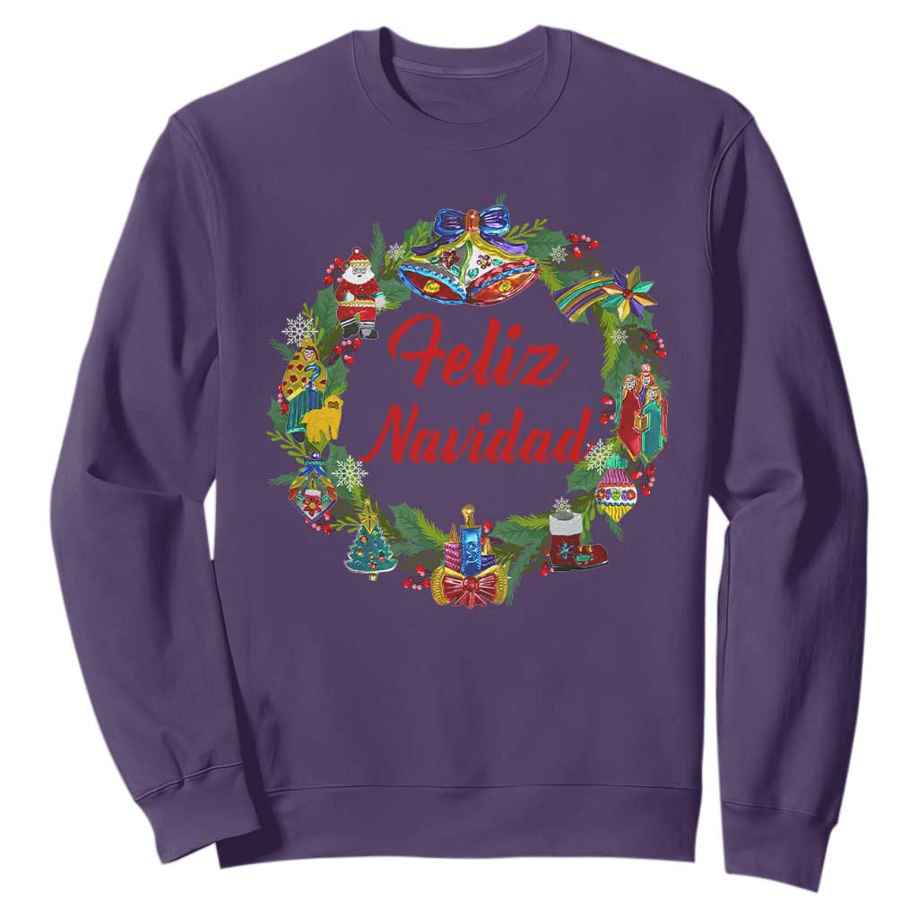 Christmas In Mexico Sweatshirt Feliz Navidad Xmas Wreath TS11 Purple Print Your Wear