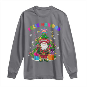 Funny Christmas In Mexico Long Sleeve Shirt Feliz Navidad Sombrero Santa Xmas Tree TS11 Charcoal Print Your Wear