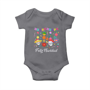 Feliz Navidad Baby Onesie Funny Christmas In Mexico Sugar Skull Pinata Star TS11 Charcoal Print Your Wear