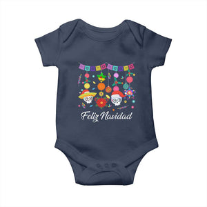 Feliz Navidad Baby Onesie Funny Christmas In Mexico Sugar Skull Pinata Star TS11 Navy Print Your Wear