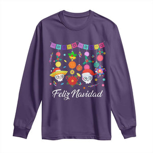 Feliz Navidad Long Sleeve Shirt Funny Christmas In Mexico Sugar Skull Pinata Star TS11 Purple Print Your Wear