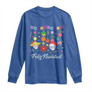 Feliz Navidad Long Sleeve Shirt Funny Christmas In Mexico Sugar Skull Pinata Star TS11 Royal Blue Print Your Wear