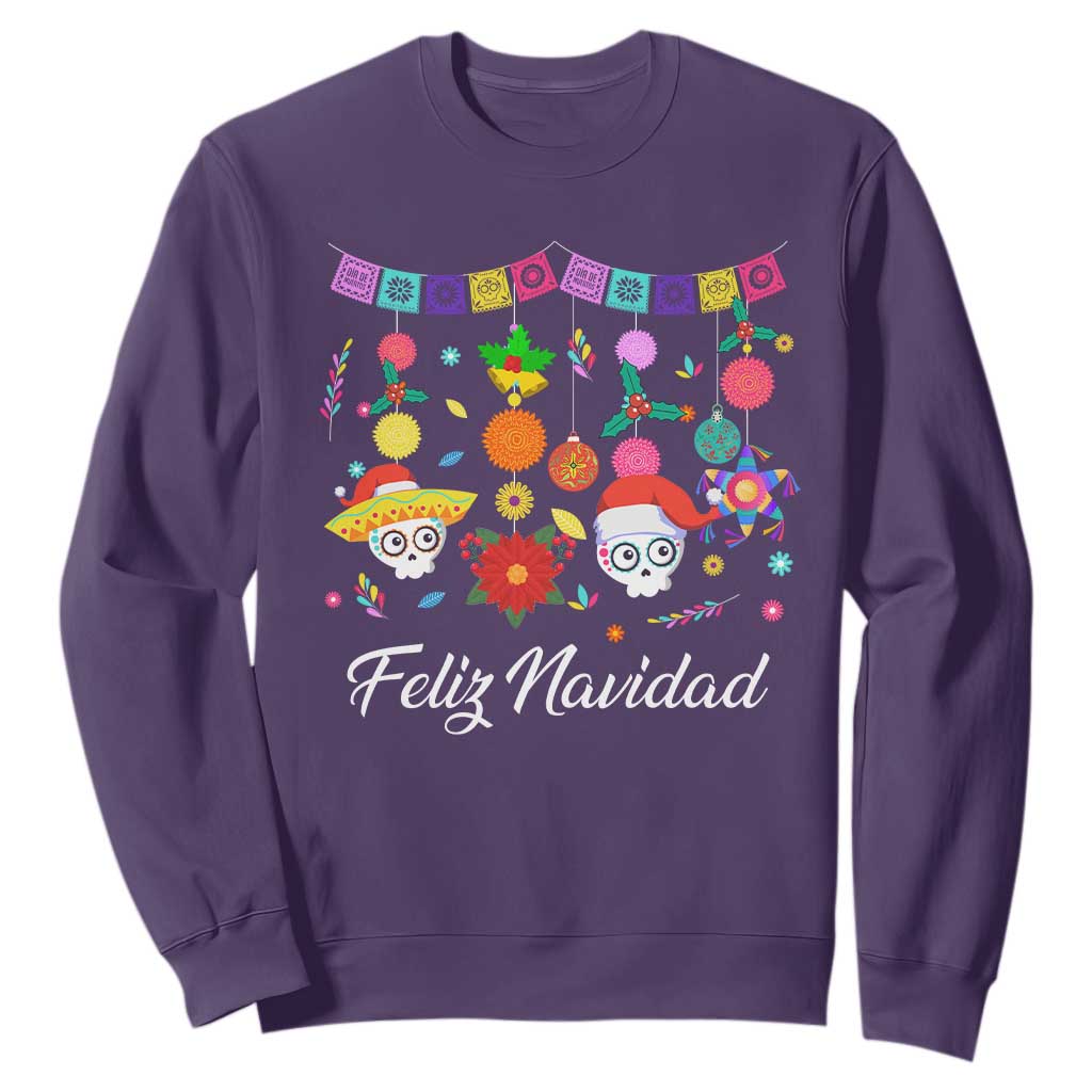 Feliz Navidad Sweatshirt Funny Christmas In Mexico Sugar Skull Pinata Star TS11 Purple Print Your Wear