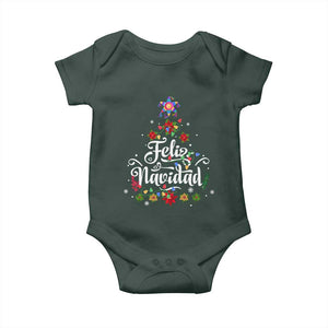 Christmas In Mexico Baby Onesie Feliz Navidad Pinata Star Xmas Tree TS11 Dark Forest Green Print Your Wear