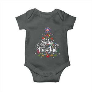 Christmas In Mexico Baby Onesie Feliz Navidad Pinata Star Xmas Tree TS11 Dark Heather Print Your Wear