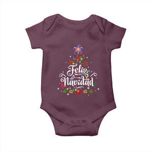 Christmas In Mexico Baby Onesie Feliz Navidad Pinata Star Xmas Tree TS11 Maroon Print Your Wear