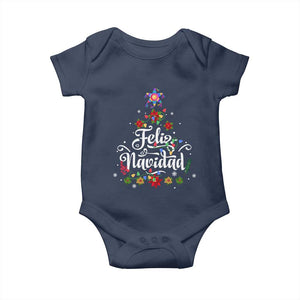 Christmas In Mexico Baby Onesie Feliz Navidad Pinata Star Xmas Tree TS11 Navy Print Your Wear