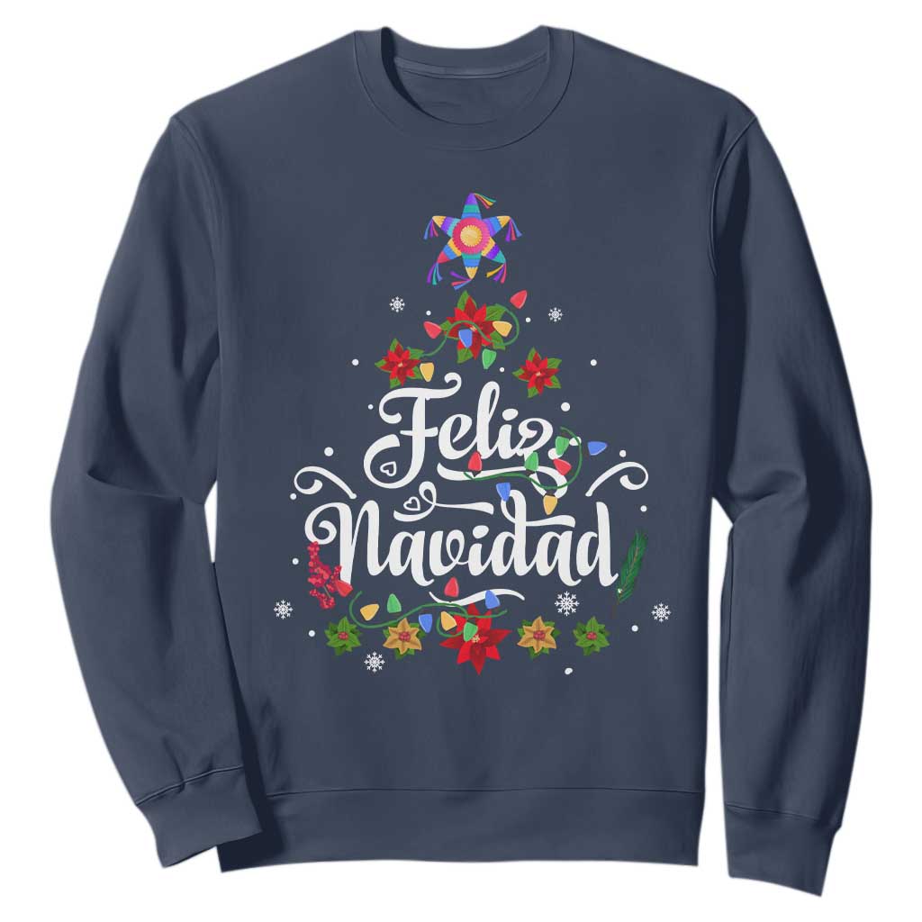 Christmas In Mexico Sweatshirt Feliz Navidad Pinata Star Xmas Tree TS11 Navy Print Your Wear