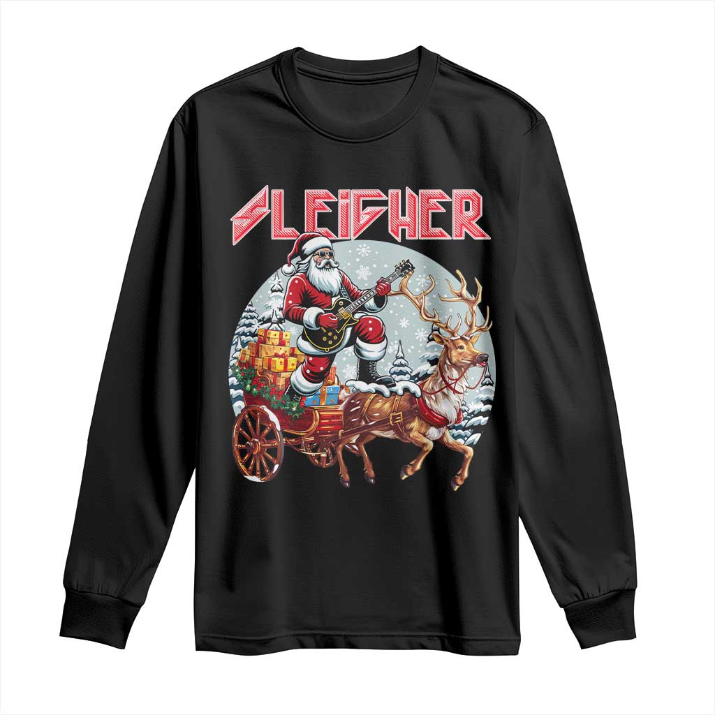 Funny Santa Heavy Metal Christmas Long Sleeve Shirt Sleigher Xmas Rock & Roll TS11 Black Print Your Wear