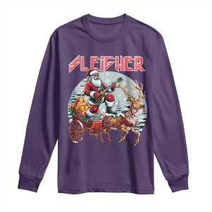 Funny Santa Heavy Metal Christmas Long Sleeve Shirt Sleigher Xmas Rock & Roll TS11 Purple Print Your Wear