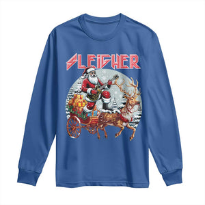 Funny Santa Heavy Metal Christmas Long Sleeve Shirt Sleigher Xmas Rock & Roll TS11 Royal Blue Print Your Wear