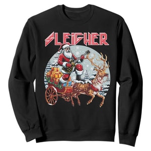 Funny Santa Heavy Metal Christmas Sweatshirt Sleigher Xmas Rock & Roll TS11 Black Print Your Wear