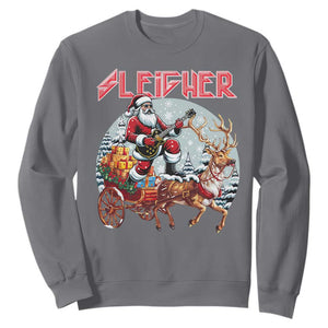 Funny Santa Heavy Metal Christmas Sweatshirt Sleigher Xmas Rock & Roll TS11 Charcoal Print Your Wear