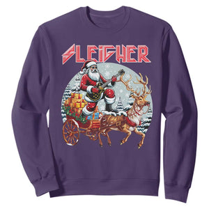 Funny Santa Heavy Metal Christmas Sweatshirt Sleigher Xmas Rock & Roll TS11 Purple Print Your Wear