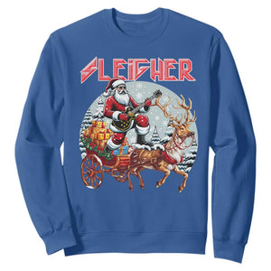 Funny Santa Heavy Metal Christmas Sweatshirt Sleigher Xmas Rock & Roll TS11 Royal Blue Print Your Wear