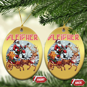 Funny Black Santa Heavy Metal Xmas Christmas Ornament Sleigher Xmas Rock & Roll TS11 Oval Gold Print Your Wear