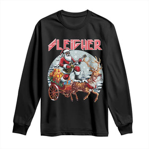 Funny Black Santa Heavy Metal Christmas Long Sleeve Shirt Sleigher Xmas Rock & Roll TS11 Black Print Your Wear