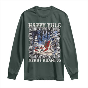 Happy Yule Merry Krampus Long Sleeve Shirt Vintage Krampus Black Cat TS11 Dark Forest Green Print Your Wear