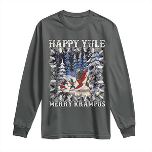 Happy Yule Merry Krampus Long Sleeve Shirt Vintage Krampus Black Cat TS11 Dark Heather Print Your Wear