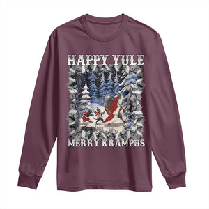 Happy Yule Merry Krampus Long Sleeve Shirt Vintage Krampus Black Cat TS11 Maroon Print Your Wear