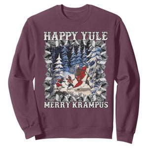 Happy Yule Merry Krampus Sweatshirt Vintage Krampus Black Cat TS11 Maroon Print Your Wear