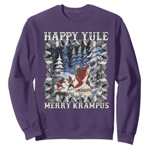 Happy Yule Merry Krampus Sweatshirt Vintage Krampus Black Cat TS11 Purple Print Your Wear