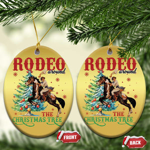 Western Xmas Christmas Ornament Rodeo Around The Christmas Tree Cowgirl TS11 Oval Gold Print Your Wear