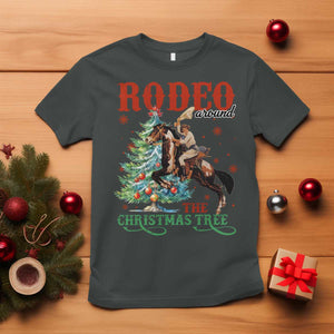 Western Christmas T Shirt Rodeo Around The Christmas Tree Cowgirl TS11 Dark Heather Print Your Wear