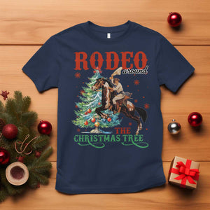 Western Christmas T Shirt Rodeo Around The Christmas Tree Cowgirl TS11 Navy Print Your Wear