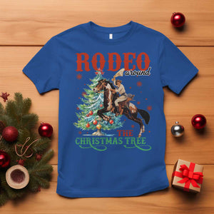 Western Christmas T Shirt Rodeo Around The Christmas Tree Cowgirl TS11 Royal Blue Print Your Wear