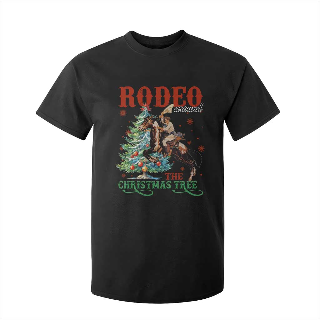 Western Christmas T Shirt For Kid Rodeo Around The Christmas Tree Cowgirl TS11 Black Print Your Wear