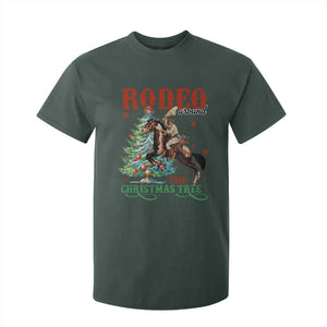 Western Christmas T Shirt For Kid Rodeo Around The Christmas Tree Cowgirl TS11 Dark Forest Green Print Your Wear