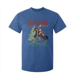 Western Christmas T Shirt For Kid Rodeo Around The Christmas Tree Cowgirl TS11 Royal Blue Print Your Wear