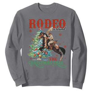 Western Christmas Sweatshirt Rodeo Around The Christmas Tree Cowgirl TS11 Charcoal Print Your Wear