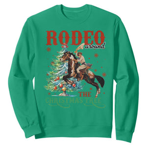 Western Christmas Sweatshirt Rodeo Around The Christmas Tree Cowgirl TS11 Irish Green Print Your Wear