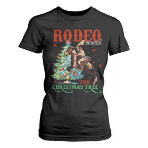 Western Christmas T Shirt For Women Rodeo Around The Christmas Tree Cowgirl TS11 Black Print Your Wear