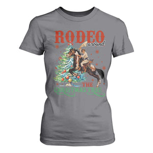 Western Christmas T Shirt For Women Rodeo Around The Christmas Tree Cowgirl TS11 Charcoal Print Your Wear