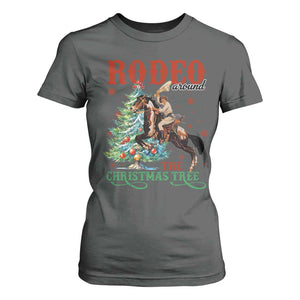 Western Christmas T Shirt For Women Rodeo Around The Christmas Tree Cowgirl TS11 Dark Heather Print Your Wear